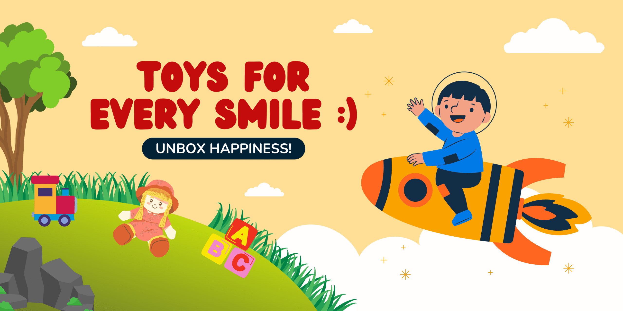 Beige White and Green Children's Day Banner