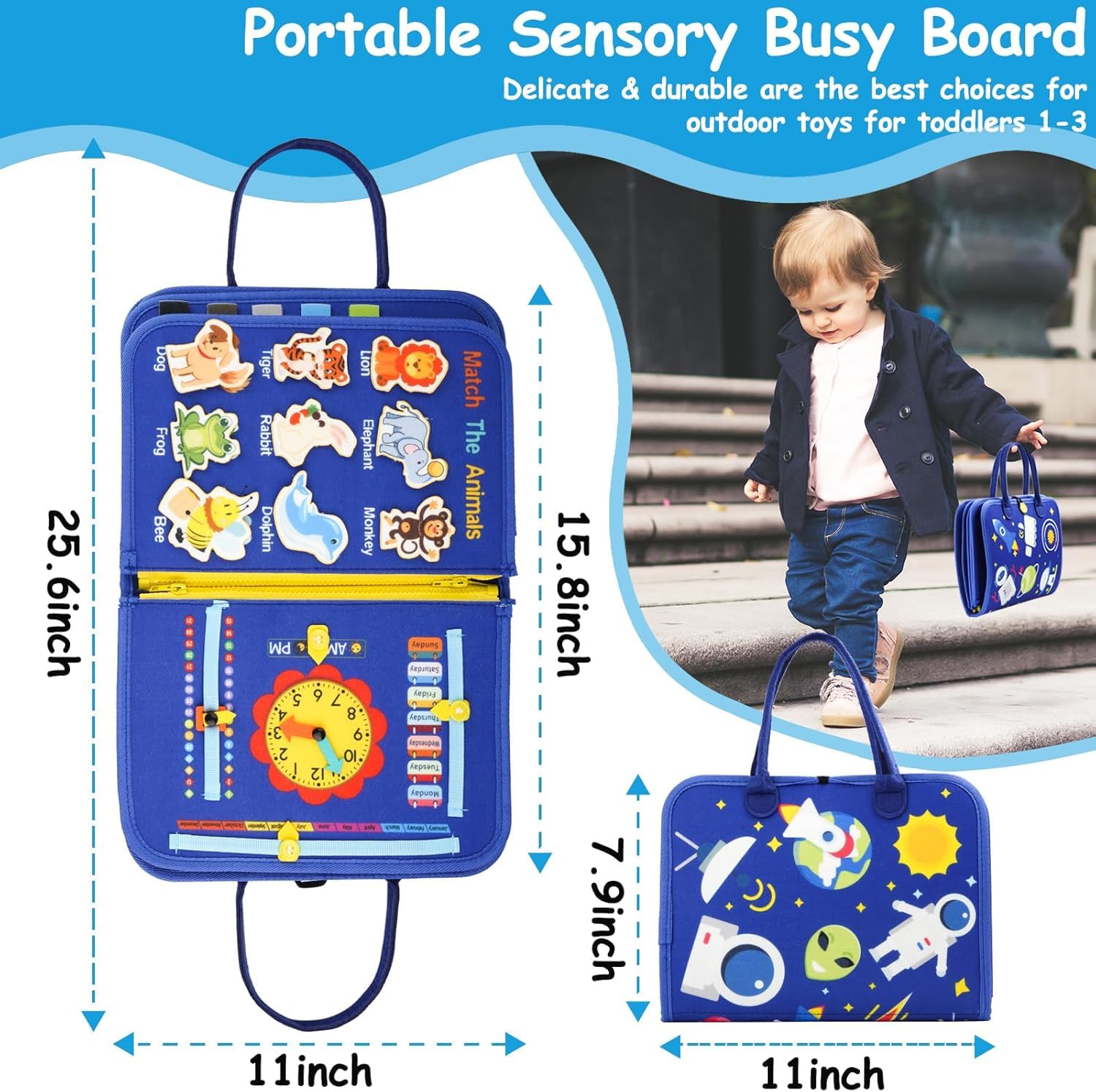 Gigtech 12 In 1 Toddler Busy Binder & Busy Book For Toddlers 1-3 Years 6 12 In 1 Toddler Busy Binder & Busy Book For Toddlers 1-3 Years - Montessori Busy Board & Activity Book For Kids 2-4 - Engaging Toys For 2-3 Years - Educational Busy Book For...