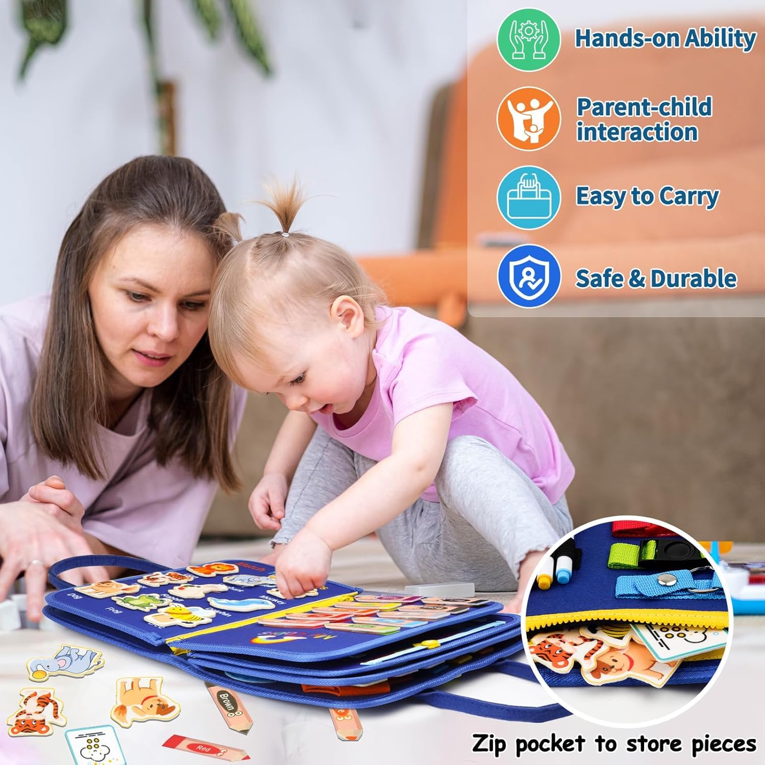 Gigtech 12 In 1 Toddler Busy Binder & Busy Book For Toddlers 1-3 Years 7 12 In 1 Toddler Busy Binder & Busy Book For Toddlers 1-3 Years - Montessori Busy Board & Activity Book For Kids 2-4 - Engaging Toys For 2-3 Years - Educational Busy Book For...