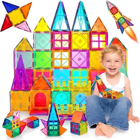 ANVIE & ABEER® Set of 30 Pcs Big (75mm) Magnetic Building Tiles for Kids, Educational Magnetic Stacking Blocks for Boys Girls, Magnets Construction Toys,Stem Preschool Toy (Big...