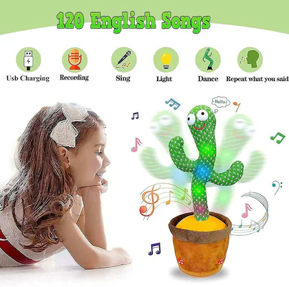 Gigtech Dancing & Talking Cactus Plush Toy with Lights for Kids 5 Gigtech Dancing & Talking Cactus Plush Toy with Lights for Kids - Image 4
