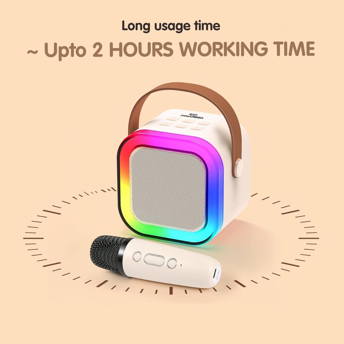 Gigtech Rechargeable Karaoke Mic with Speaker for Singing with led colourful lights 6 Gigtech Rechargeable Karaoke Mic with Speaker for Singing | Wireless Mini Portable Bluetooth Speaker with Microphone & LED Lights