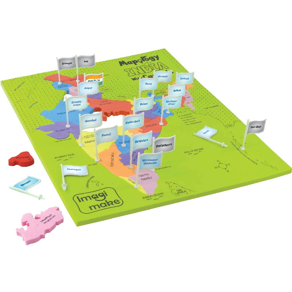 Gigtech Imagimake Mapology India with State Capitals - Educational Toy and Learning Aid for Boys and Girls 5 Imagimake Mapology India with State Capitals - Educational Toy and Learning Aid for Boys and Girls - India Map Puzzle - Jigsaw Puzzle, 25 Pieces, Kids