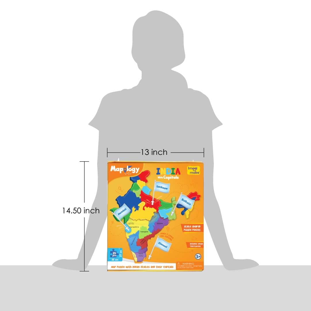 Gigtech Imagimake Mapology India with State Capitals - Educational Toy and Learning Aid for Boys and Girls 8 Imagimake Mapology India with State Capitals - Educational Toy and Learning Aid for Boys and Girls - India Map Puzzle - Jigsaw Puzzle, 25 Pieces, Kids