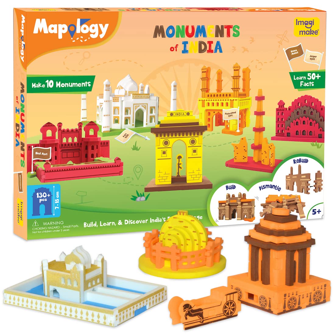 Gigtech Imagimake Mapology India with State Capitals - Educational Toy and Learning Aid for Boys and Girls 10 Imagimake Mapology India with State Capitals - Educational Toy and Learning Aid for Boys and Girls - India Map Puzzle - Jigsaw Puzzle, 25 Pieces, Kids