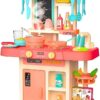 Storio Toys Kitchen Set for Kids Girls Big Cooking Set Light and Sound Pretend Play Toy Battery Operated with Accessories, acrylonitrile butadiene styrene, Pink