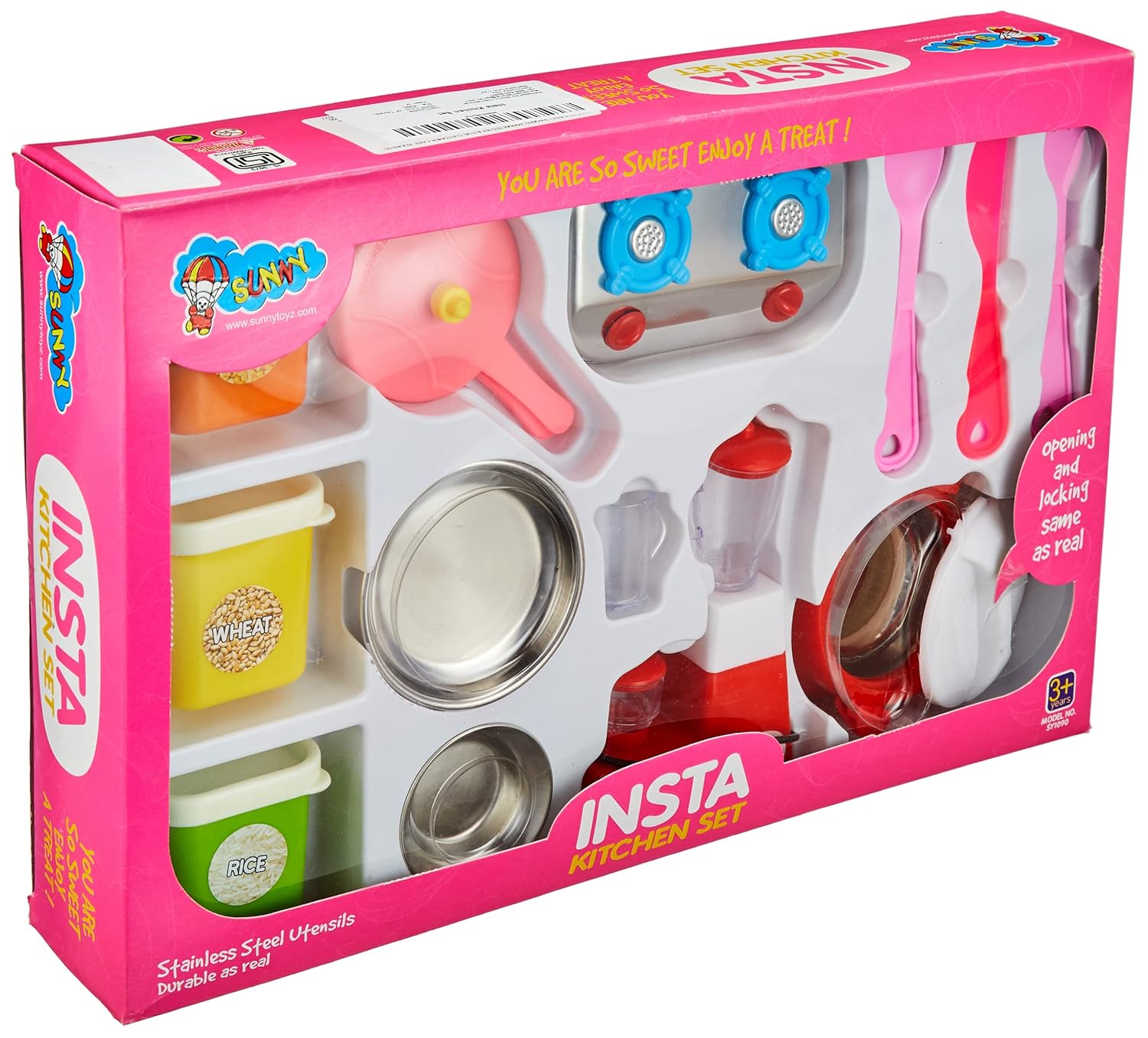 Gigtech kithen Set Light and Sound Pretend Play Toy Battery Operated with Accessories 11 Storio Toys Kitchen Set for Kids Girls Big Cooking Set Light and Sound Pretend Play Toy Battery Operated with Accessories, acrylonitrile butadiene styrene, Pink