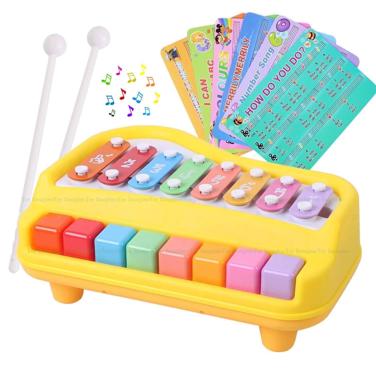Gigtech Xylophone Musical Toy for Kids 8 Scale 2 Toy Imagine Xylophone Musical Toy for Kids 8 Scale โ Piano Keyboard for 1 Year Baby Boy Girl | Birthday Gift for Kids 6-12 Months | Educational Toy for Toddlers