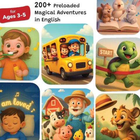 WonderBuddy StoryBox Mini, 200+ Stories & Rhymes Preloaded, Karaoke Mic for Singing, RGB Lights, Kids Speaker, Musical Toy, Best Gift for 3-5 yr Kids - Dragon with Mic