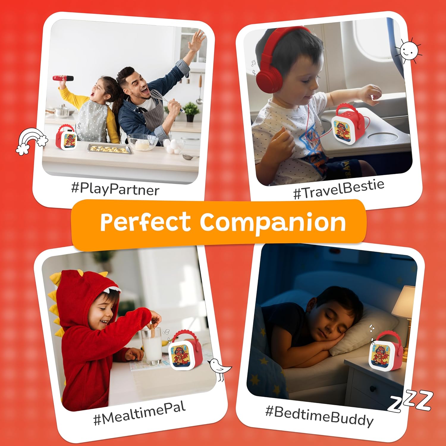 Gigtech StoryBox Mini, 200+ Stories & Rhymes Preloaded, Mic for Singing, RGB Lights 6 WonderBuddy StoryBox Mini, 200+ Stories & Rhymes Preloaded, Karaoke Mic for Singing, RGB Lights, Kids Speaker, Musical Toy, Best Gift for 3-5 yr Kids - Dragon with Mic