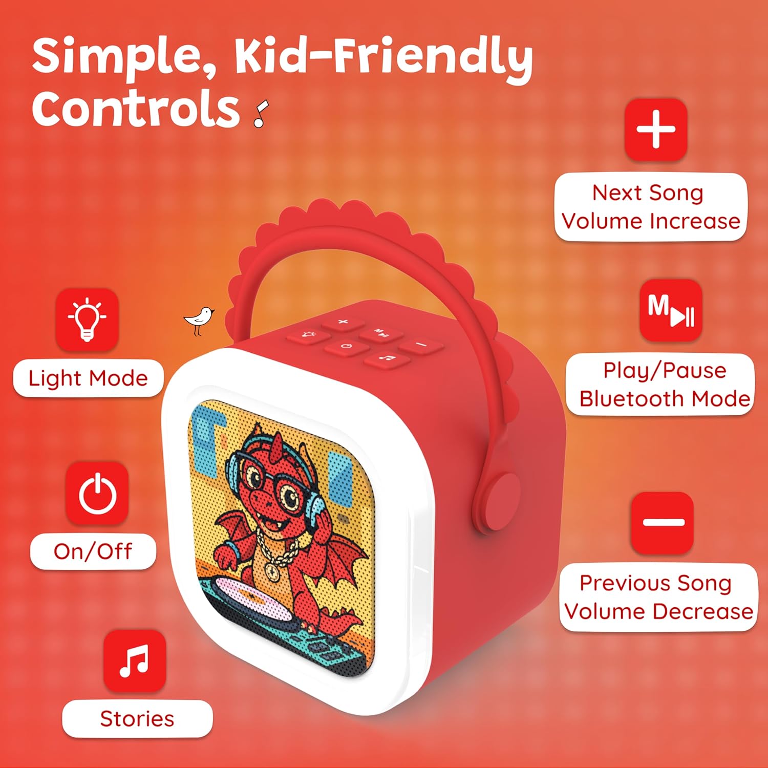 Gigtech StoryBox Mini, 200+ Stories & Rhymes Preloaded, Mic for Singing, RGB Lights 9 WonderBuddy StoryBox Mini, 200+ Stories & Rhymes Preloaded, Karaoke Mic for Singing, RGB Lights, Kids Speaker, Musical Toy, Best Gift for 3-5 yr Kids - Dragon with Mic